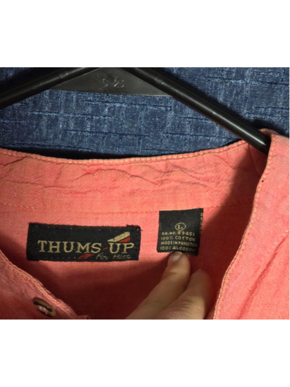 Men's THUMS UP Coral Casual Button Down Shirt L - Picture 3 of 4